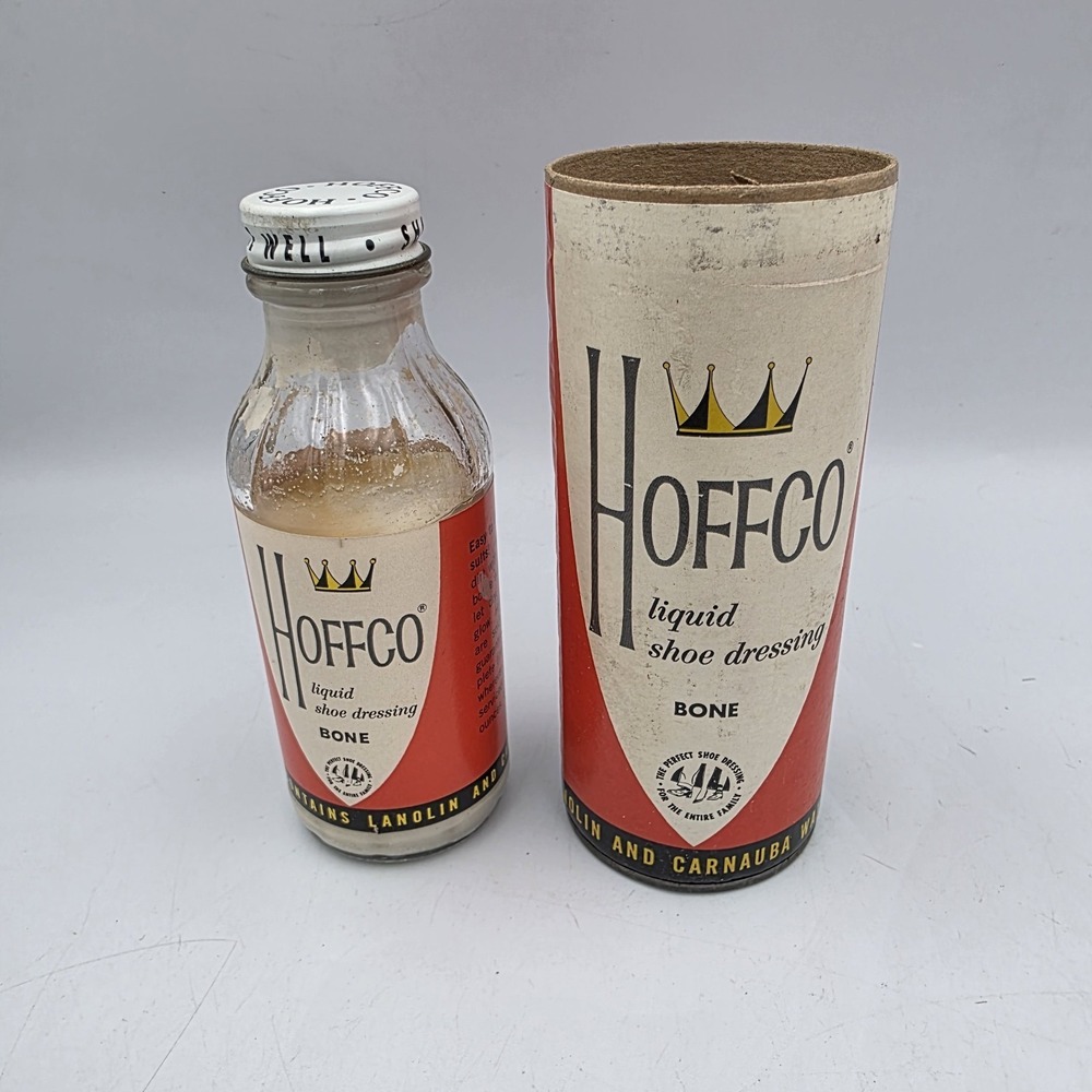 VINTAGE HOFFCO LIQUID SHOE DRESSING Black POLISH KIT HEAVY CARDBOARD TUBE